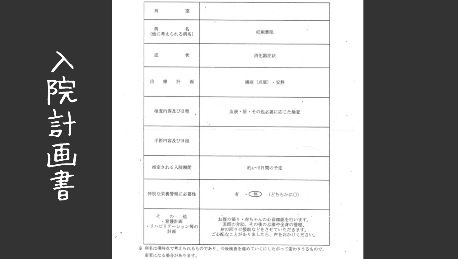 入院計画書