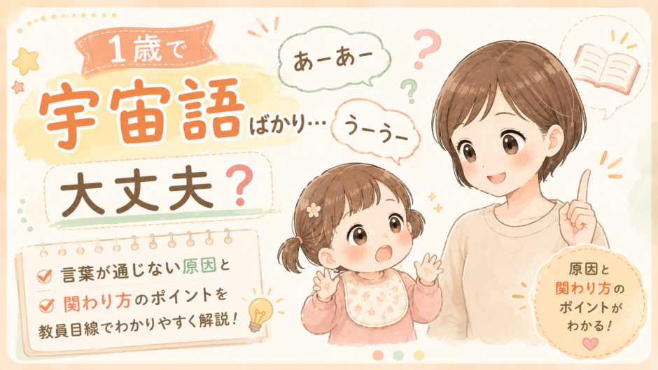 1歳で宇宙語ばかりなのは大丈夫？言葉が通じない原因と関わり方を教員目線で解説
