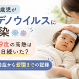 1歳児がアデノウイルスに感染｜39度の高熱は何日続いた？発症から登園までの記録