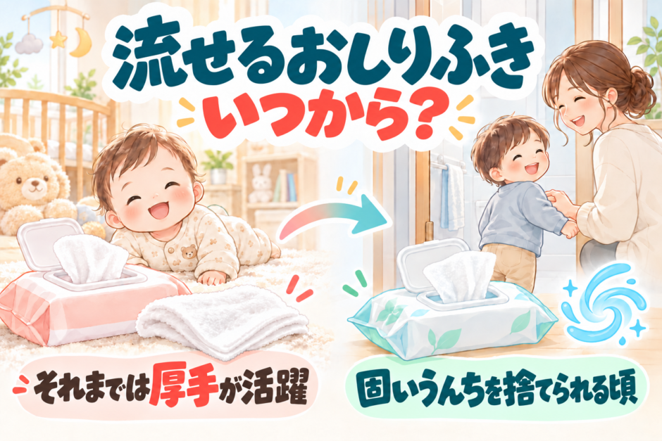 トイレに流せるおしりふきはいつから？普通のおしりふきとの使い分けを実体験で紹介