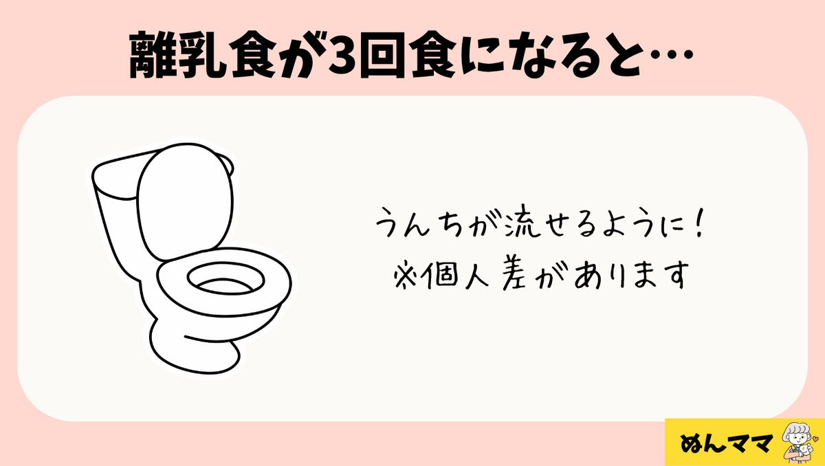 離乳食が3回食になってからうんちがトイレに流せるように