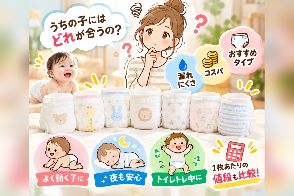 パンツタイプのおむつ7種類を比較｜実際に使ってわかった漏れにくさ・コスパ・おすすめ